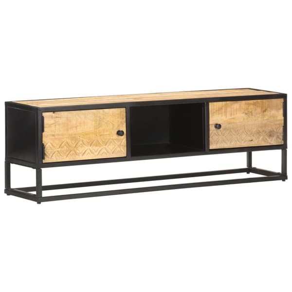 TV-møbler - Living tv-skab med udskåret låge 130x30x40 cm ru mangotræ
