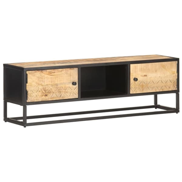 TV-møbler - Living tv-skab med udskåret låge 130x30x40 cm ru mangotræ
