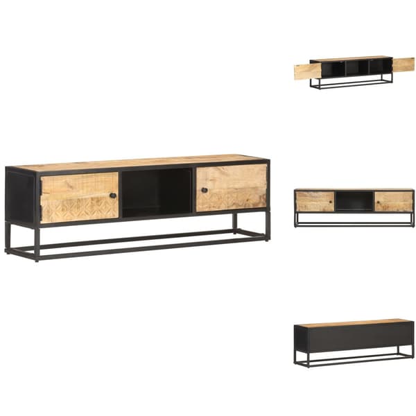 TV-møbler - Living tv-skab med udskåret låge 130x30x40 cm ru mangotræ