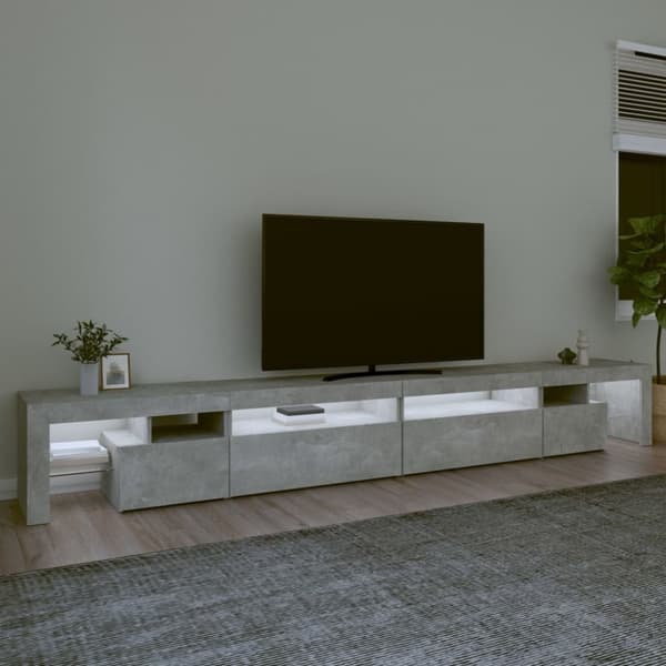 TV-bänkar - Living Tv-bänk med LED-belysning betonggrå 290x36,5x40 cm