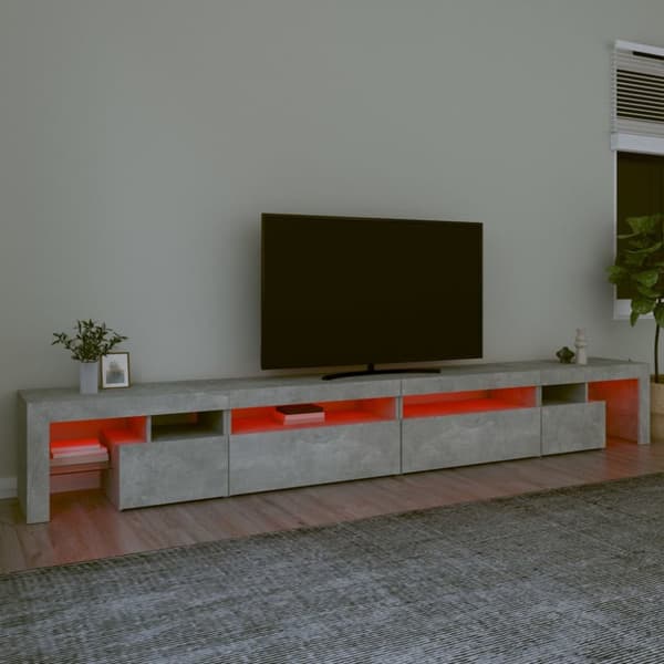 TV-bänkar - Living Tv-bänk med LED-belysning betonggrå 290x36,5x40 cm