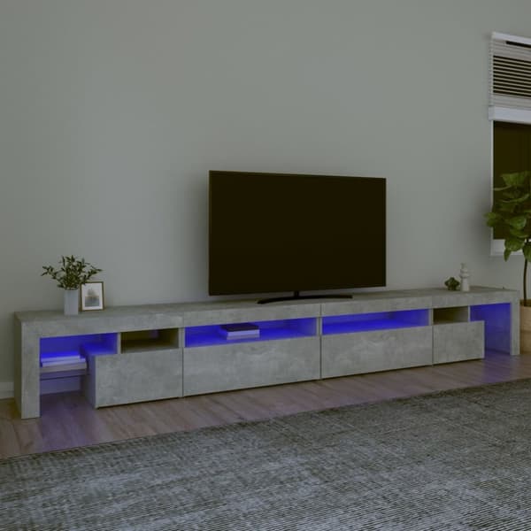 TV-bänkar - Living Tv-bänk med LED-belysning betonggrå 290x36,5x40 cm