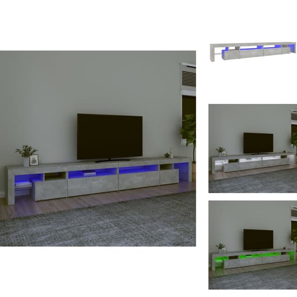 TV-bänkar - Living Tv-bänk med LED-belysning betonggrå 290x36,5x40 cm