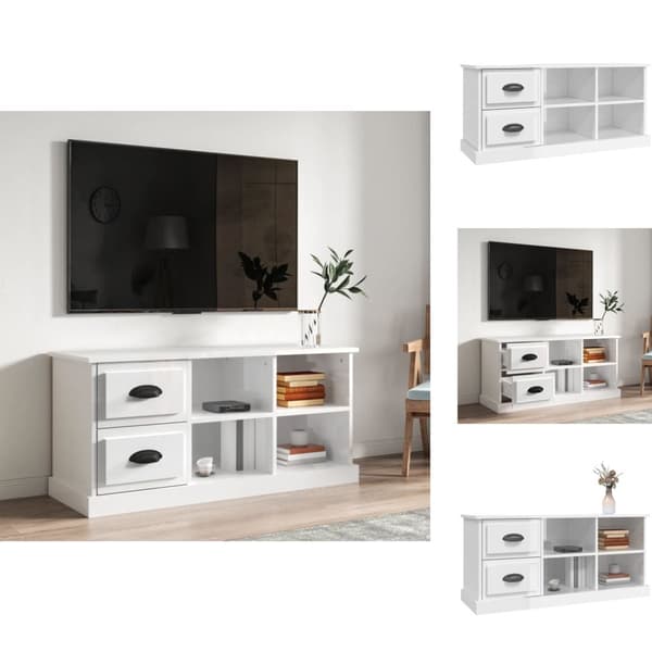 TV-tasot - Living TV-taso korkeakiilto valkoinen 102x35,5x47,5 cm tekninen puu