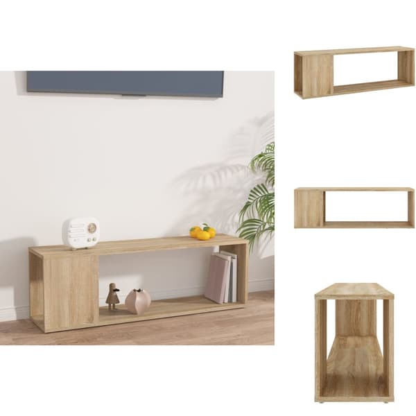 TV-møbler - Living tv-bord 100x24x32 cm konstrueret træ røget egetræ