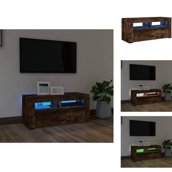 TV-bänkar - Living Tv-bänk med LED-belysning rökfärgad ek 90x35x40 cm