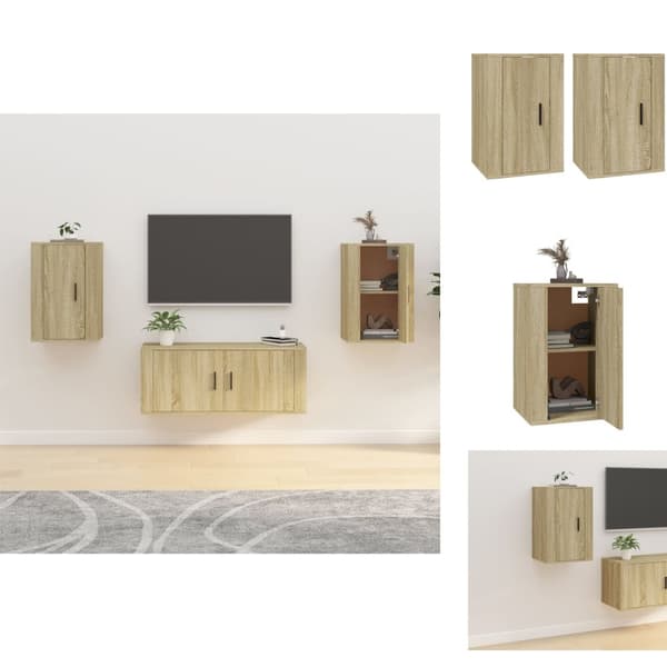 TV-møbler - Living væghængte tv-skabe 2 stk. 40x34,5x60 cm sonoma-eg