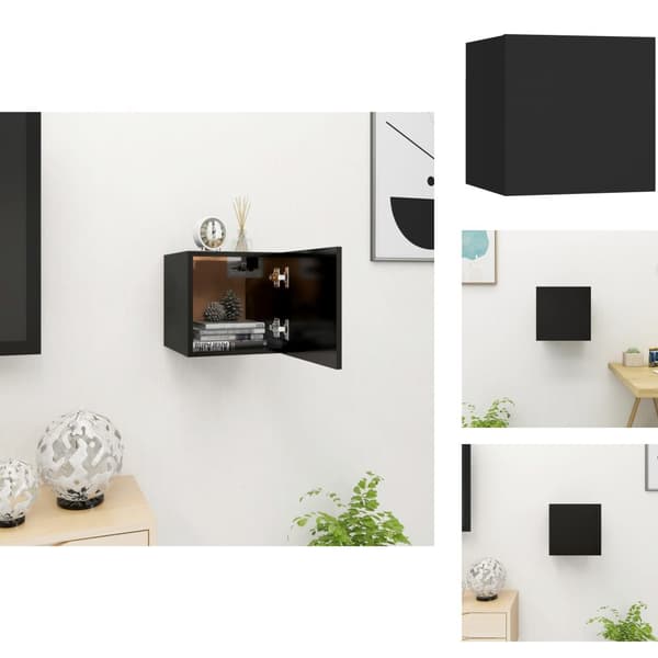 TV-bänkar - Living Väggmonterat tv-bänk svart 30,5x30x30 cm
