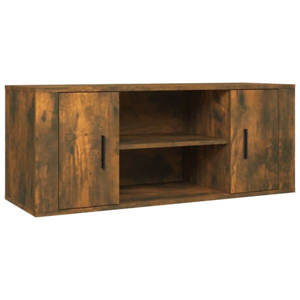 TV-møbler - Living tv-bord 100x35x40 cm konstrueret træ røget egetræsfarve