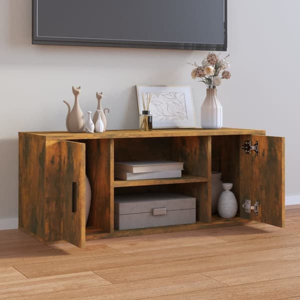 TV-møbler - Living tv-bord 100x35x40 cm konstrueret træ røget egetræsfarve
