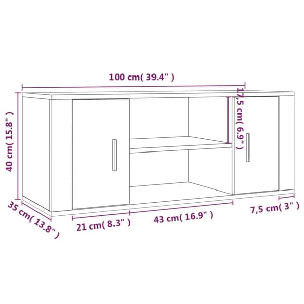 TV-møbler - Living tv-bord 100x35x40 cm konstrueret træ røget egetræsfarve