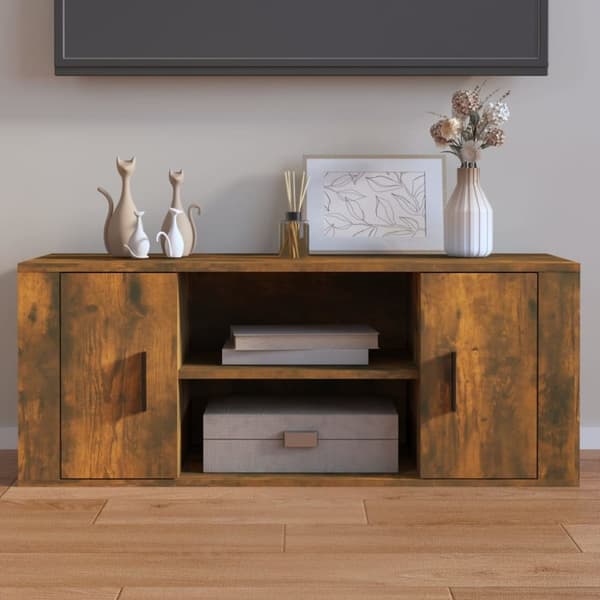 TV-møbler - Living tv-bord 100x35x40 cm konstrueret træ røget egetræsfarve