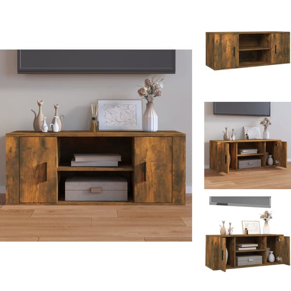 TV-møbler - Living tv-bord 100x35x40 cm konstrueret træ røget egetræsfarve