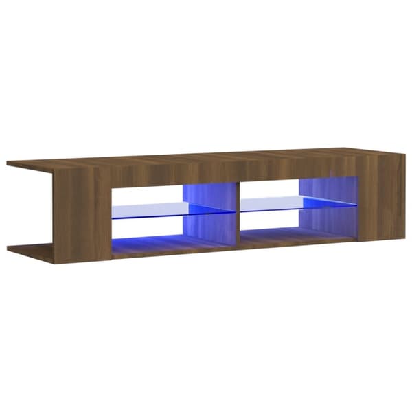 TV-møbler - Living tv-bord med LED-lys 135x39x30 cm brun eg