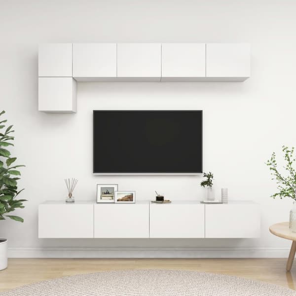 TV-bänkar - Living TV-skåp 5 delar vit konstruerat trä
