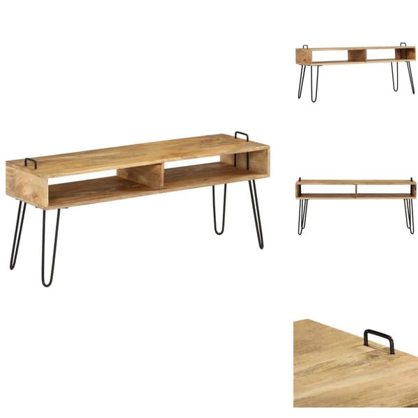 TV-bänkar - Living TV-bänk massivt mangoträ 110x35x45 cm