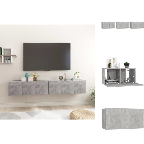 TV-møbler - Living væghængte tv-skabe 3 stk. 60x30x30 cm betongrå