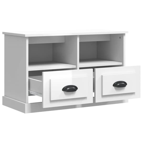 TV-bänkar - Living TV-skåp vit högglans 80x35x50 cm konstruerat trä