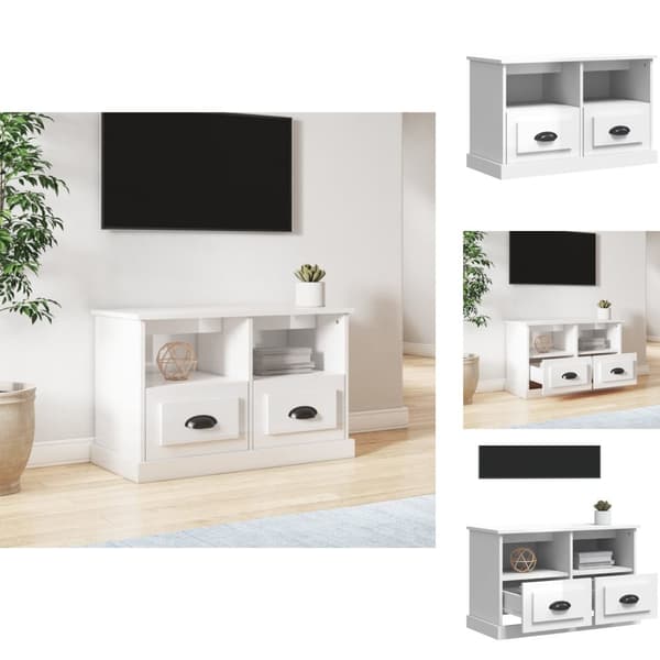 TV-bänkar - Living TV-skåp vit högglans 80x35x50 cm konstruerat trä