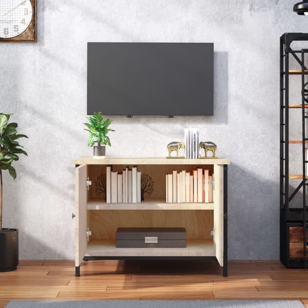 TV-møbler - Living tv-bord med låger 60x35x45 cm konstrueret træ sonoma-eg