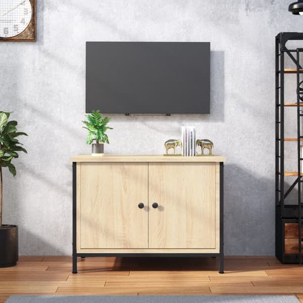 TV-møbler - Living tv-bord med låger 60x35x45 cm konstrueret træ sonoma-eg