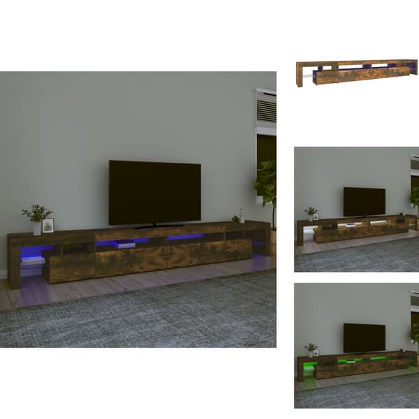 TV-bänkar - Living Tv-bänk med LED-belysning Rökfärgad ek 290x36,5x40 cm