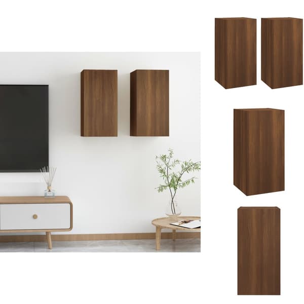 TV-bänkar - Living Tv-skåp 2 st brun ek 30,5x30x60 cm konstruerat trä