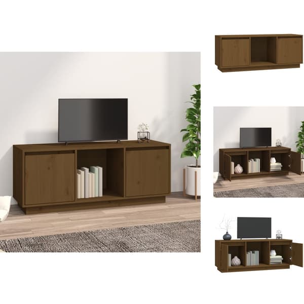 TV-møbler - Living tv-bord 110,5x35x44 cm massivt fyrretræ gyldenbrun