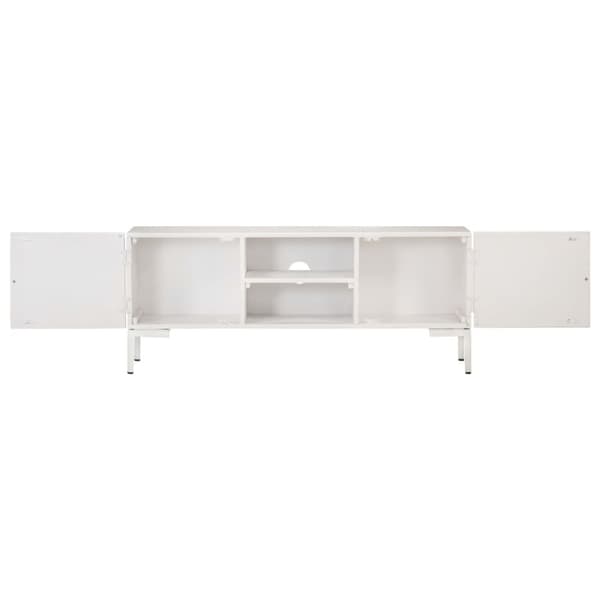 TV-bänkar - Living TV-bänk vit 115x30x46 cm massivt grovt mangoträ
