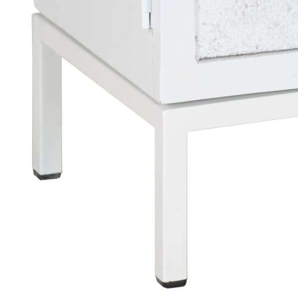 TV-bänkar - Living TV-bänk vit 115x30x46 cm massivt grovt mangoträ