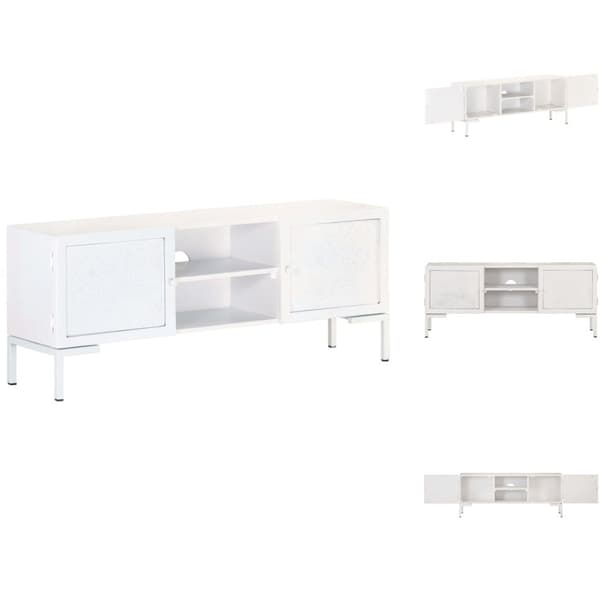 TV-bänkar - Living TV-bänk vit 115x30x46 cm massivt grovt mangoträ