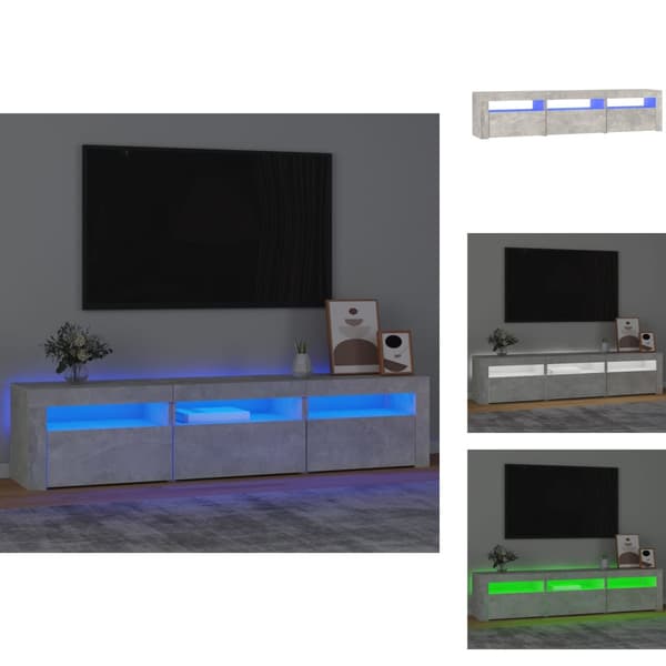 TV-bänkar - Living Tv-bänk med LED-belysning betonggrå 180x35x40 cm