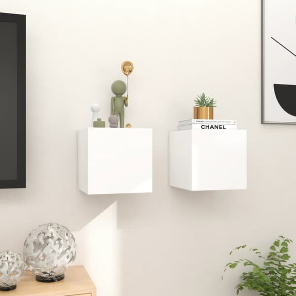 TV-bänkar - Living Väggmonterade tv-skåp 2 st vit 30,5x30x30 cm