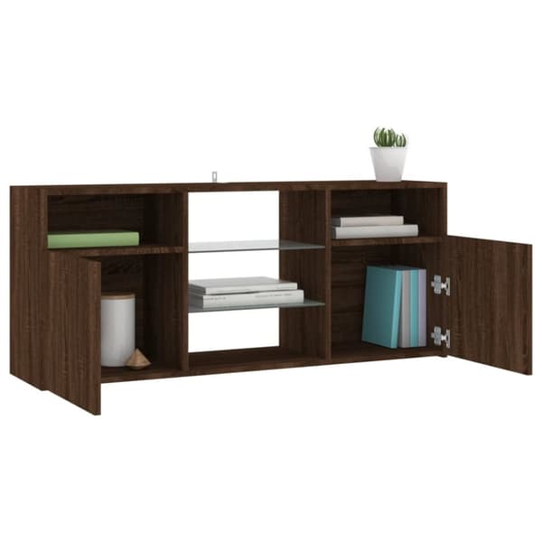 TV-tasot - Living TV-taso LED-valoilla ruskea tammi 120x30x50 cm