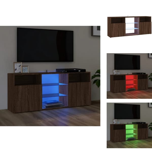 TV-tasot - Living TV-taso LED-valoilla ruskea tammi 120x30x50 cm