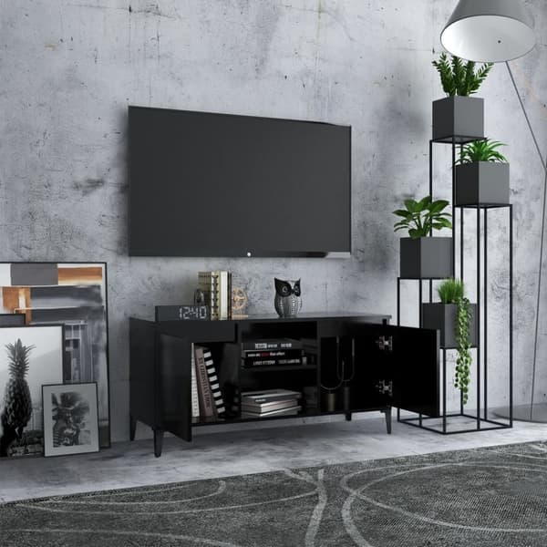 TV-bänkar - Living TV-bänk med metallben svart 103,5x35x50 cm