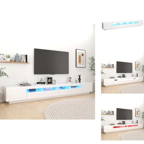 TV-bänkar - Living TV-bänk med LED-belysning vit 300x35x40 cm