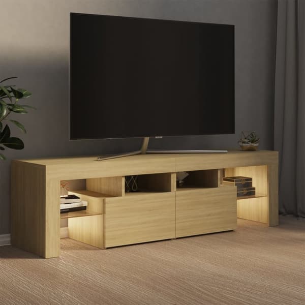 TV-tasot - Living TV-taso LED-valoilla Sonoma-tammi 140x36,5x40 cm