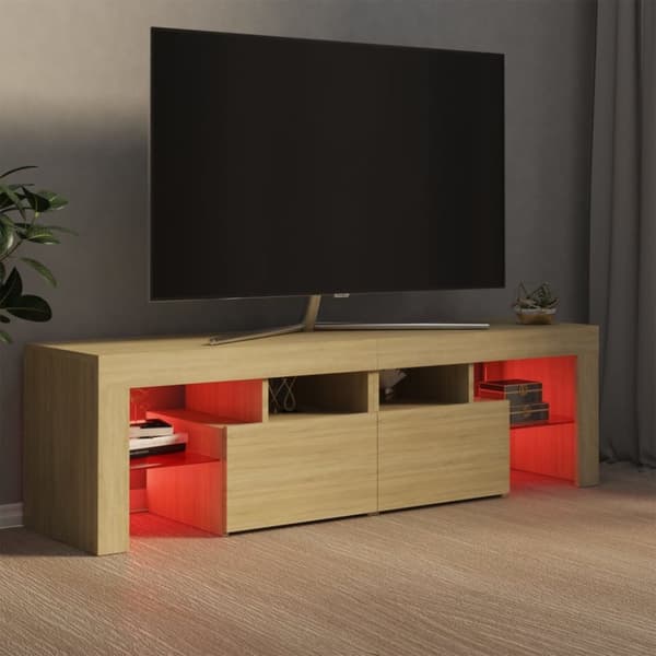TV-tasot - Living TV-taso LED-valoilla Sonoma-tammi 140x36,5x40 cm