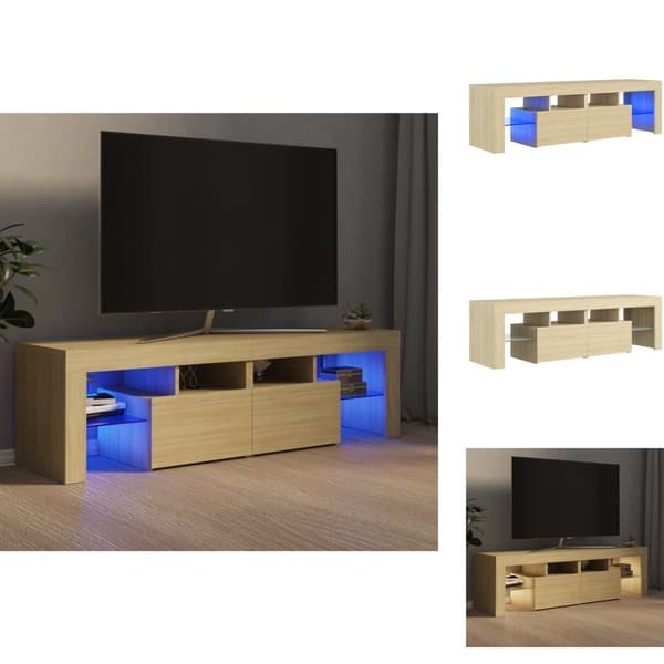 TV-tasot - Living TV-taso LED-valoilla Sonoma-tammi 140x36,5x40 cm