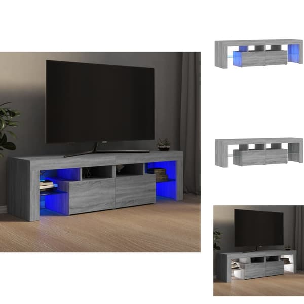 TV-møbler - Living tv-bord med LED-lys 140x36,5x40 cm grå sonoma-eg