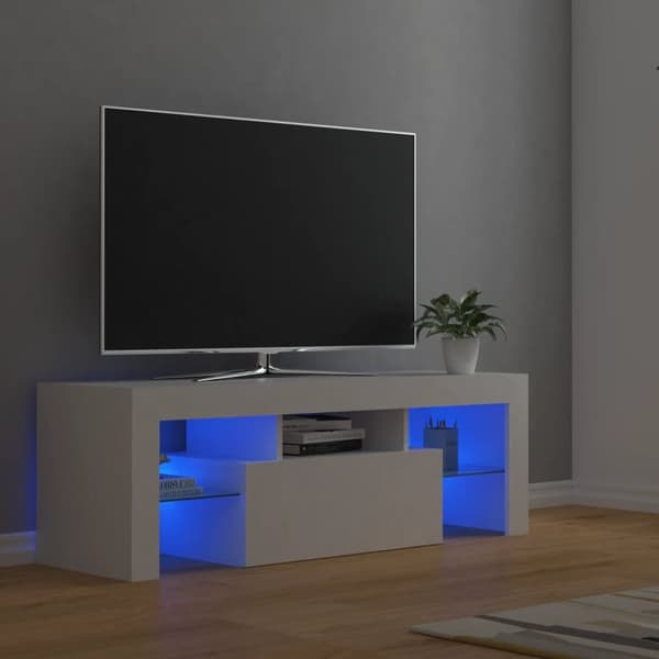 TV-bänkar - Living TV-bänk med LED-belysning vit 120x35x40 cm