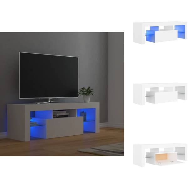TV-tasot - Living TV-taso LED-valoilla valkoinen 120x35x40 cm