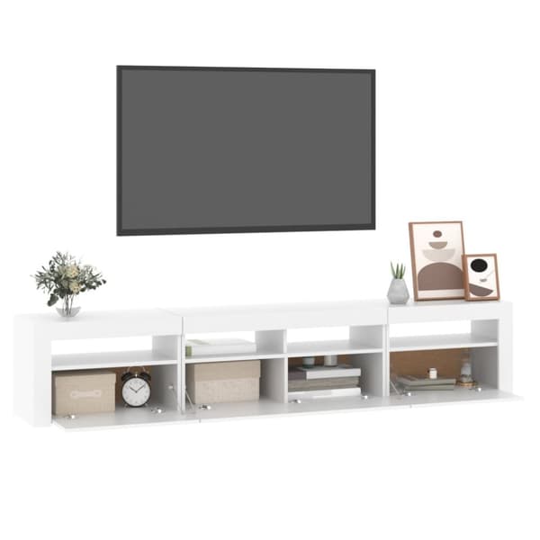 TV-tasot - Living TV-taso LED-valoilla valkoinen 210x35x40 cm