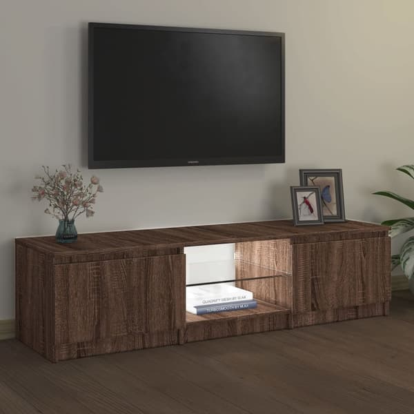 TV-møbler - Living tv-bord med LED-lys 140x40x35,5 cm brun egetræsfarve