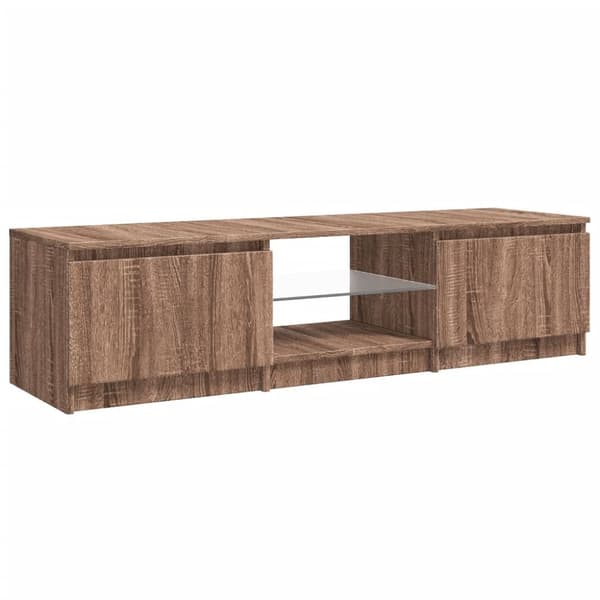 TV-møbler - Living tv-bord med LED-lys 140x40x35,5 cm brun egetræsfarve