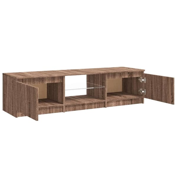 TV-møbler - Living tv-bord med LED-lys 140x40x35,5 cm brun egetræsfarve