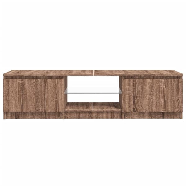 TV-møbler - Living tv-bord med LED-lys 140x40x35,5 cm brun egetræsfarve