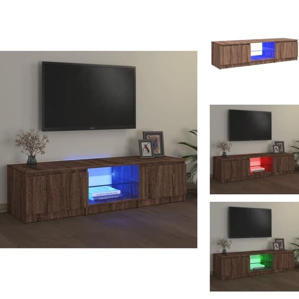 TV-tasot - Living TV-taso LED-valoilla ruskea tammi 140x40x35,5 cm