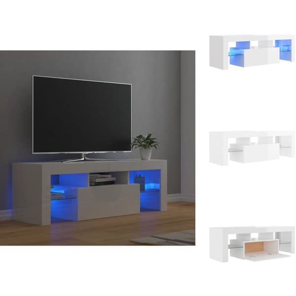 TV-møbler - Living tv-skab med LED-lys 120x35x40 cm hvid højglans